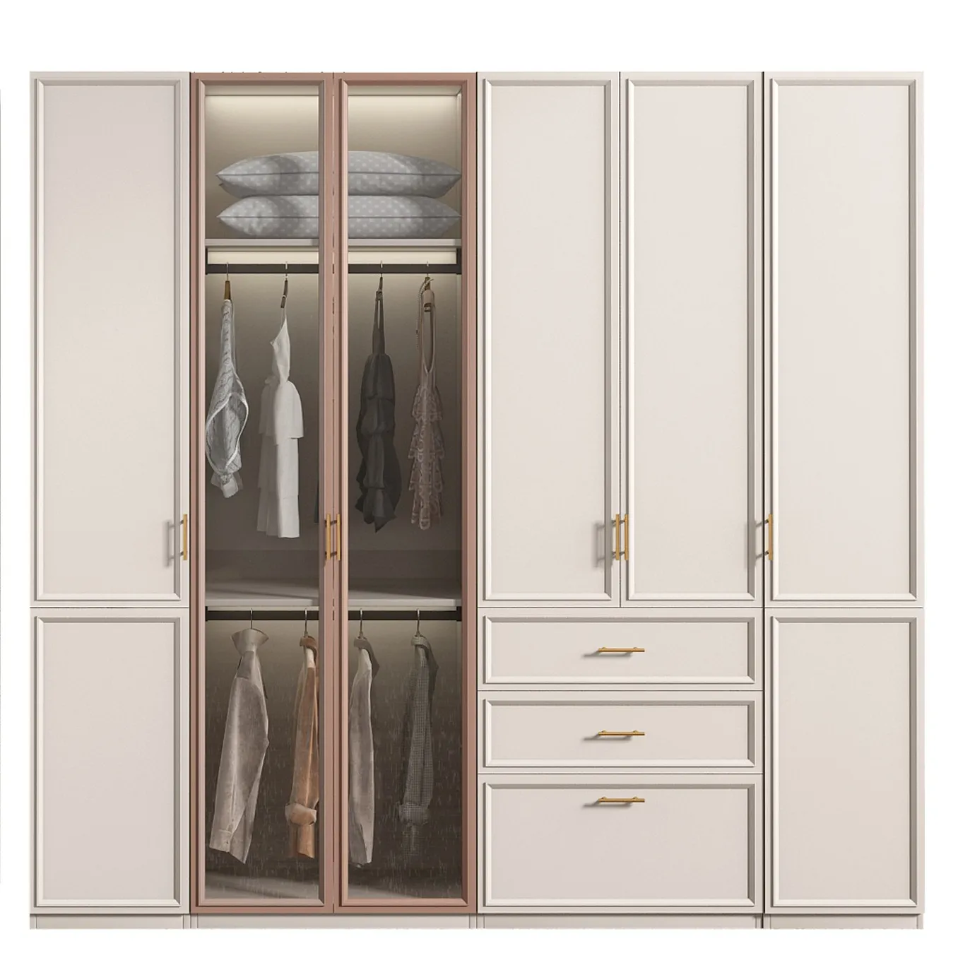 European style wardrobe closet bedroom sliding glass door wooden wardrobe closet