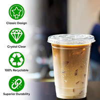 Couvercles plats imprimés UV haute définition, écologiques, pour gobelets en plastique PET jetables de 16 oz (500 ml) pour latte glacé