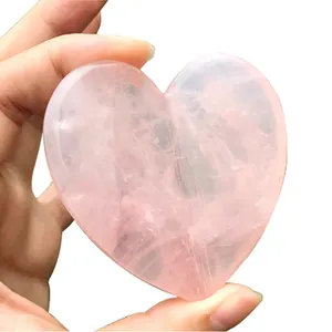 Placa de massagem muscular em forma de coração de qualidade premium, placa de massagem natural de quartzo rosa, pedra de jade, guacha