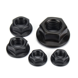 Écrou à bride hexagonale en acier noir A2-70 de qualité industrielle avec fond dentelé, utilisé pour les vélos d'extérieur - Product Image 2