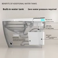 Toilette intelligente à bulles intégrée murale à siphon super tourbillon pour usage domestique, aucune pression d'eau requise