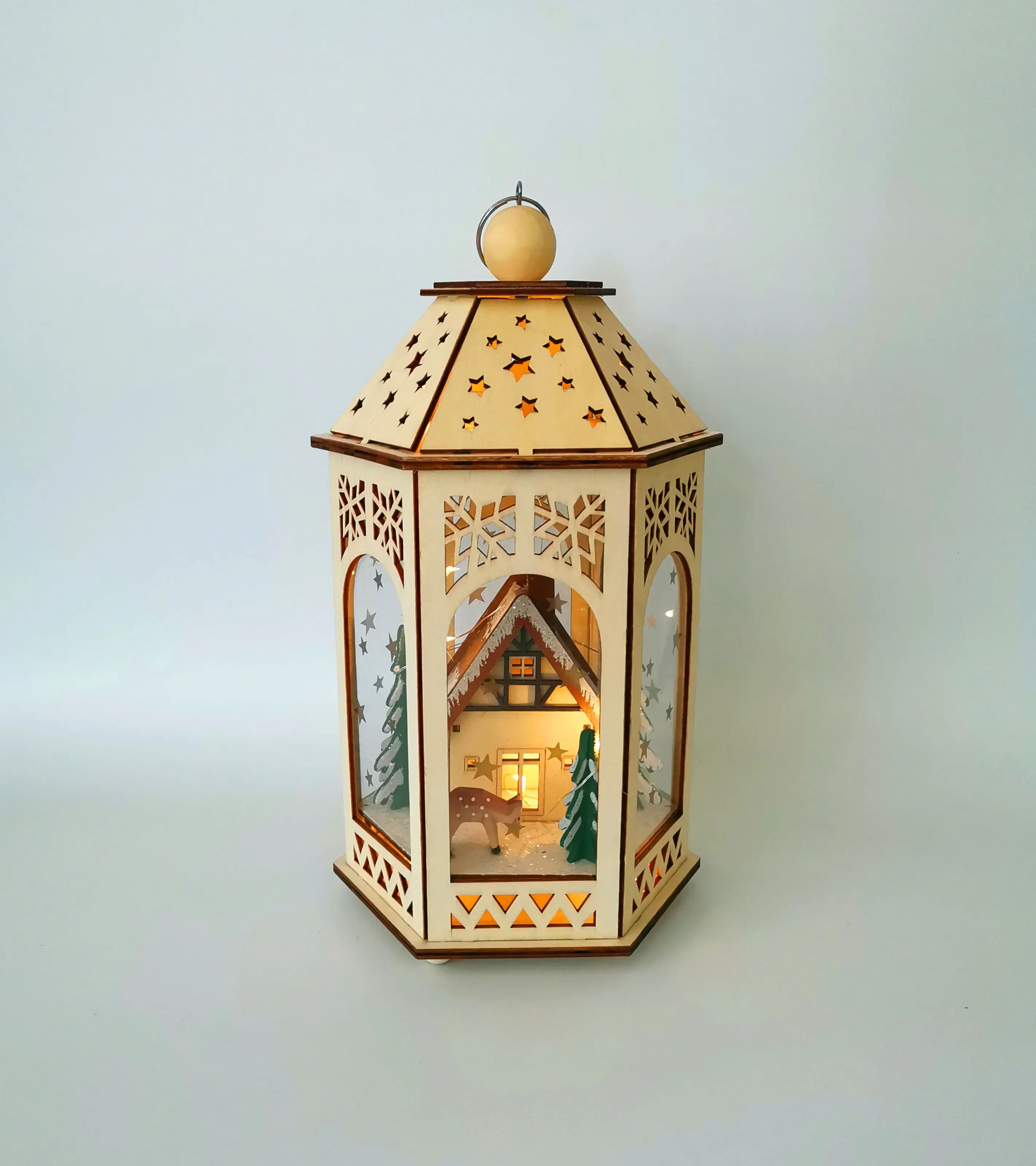 New hot sale Christmas village lovely house scene Christmas lantern decoration