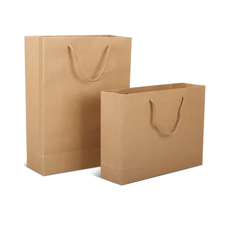 Custom Printed Luxury Gift Craft Shopping Cheap Good Quality Brown Kraft Square Paper Soil Bags With Handles