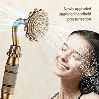 Système de douche rétro français en laiton massif avec jet de pluie haute pression et douchette à main, finition brossée, cartouche céramique pour salle de bain
