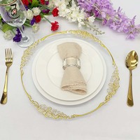 Assiettes de présentation de luxe écologiques en plastique transparent de 13 pouces (rose, argent, or) pour mariage en gros