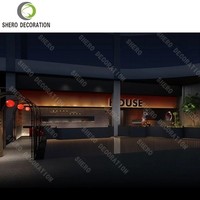 Ensemble de meubles personnalisés pour bar à vin, restaurant, boîte de nuit, comptoir de bar à cocktails en forme de L avec éclairage LED, design de table