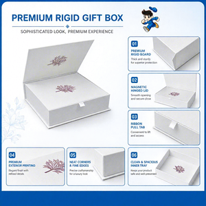 Custom Rigid Gift Boxes Ivory Board Rectangle UV Printing High-End Satin Liner With <b>Ribbon</b> For Gifts & Craft - Product Image 3