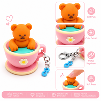 Porte-clés personnalisés mignons en PVC, jouets de bain flottants (ours, canard) et capuchons de clavier