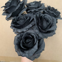A-374 Handgefertigte Schwarz-Rot-Weiße Seidenrosen & Pfingstrosen-Köpfe Künstliche Blumen für Halloween- und Weihnachtsdekoration