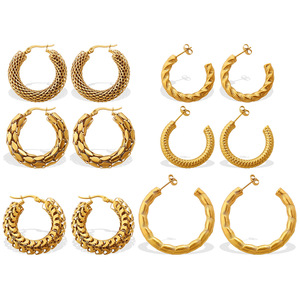 Pendientes de Aro Geométricos de Aleación de Zinc y Acero Inoxidable con Diseño Irregular, Joyería de Moda - Product Image 5