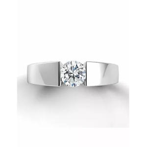 Anello da Donna F284 in Oro Bianco con Diamante Taglio Brillante Rotondo Colore D Naturale Stile Classico per Fidanzamento - Product Image 2