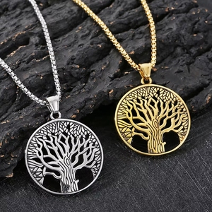 Pendentifs unisexes en acier inoxydable couleur argent/or, style vintage, arbre du monde nordique - Product Image 3