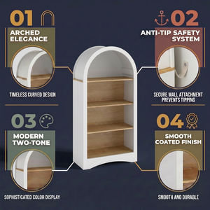 Mobiletto Espositore Autoportante 47 Pollici con Ripiani Effetto Legno, Armadio ad Arco a 4 Livelli con Scaffale Aperto, Arredamento Salvaspazio per Soggiorno - Product Image 6