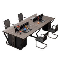 Chaise de bureau moderne simple pour 4-6 personnes ensemble de chaise de bureau financier avec cloison d'écran style bois