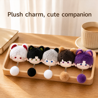 Porte-clés en peluche mignon, breloque tête d'animal Kawaii, pompon, porte-clés en peluche douce, vente en gros personnalisée
