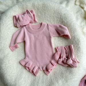 Set Rajutan Bayi, Sweater Rajut Tebal Panjang, Kupluk Bayi Baru Lahir, Pakaian Rajut Anak, Celana, Pakaian Musim Dingin, Set Sepatu Bayi - Product Image 1