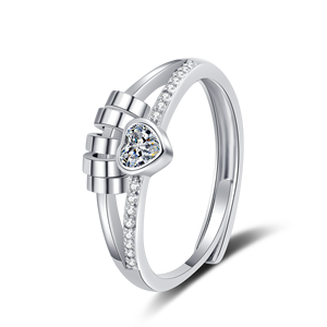 Bague anti-stress en forme de cœur pour femme, laiton plaqué rhodium, CZ coloré rotatif, bijou anti-anxiété, cadeau - Product Image 2