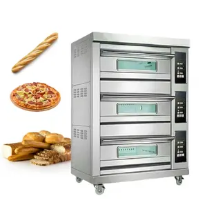 Cocina comercial horno eléctrico panadería 3 cubiertas 6 bandejas equipo de máquina horno para hornear pan pastel cubierta horno