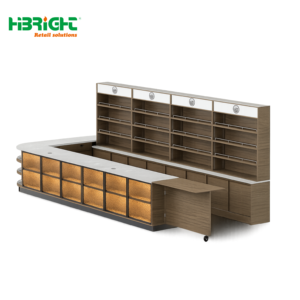 Mostrador de Madera para Caja de Supermercado, Tamaño Personalizado, Estación de Caja para Tienda de Conveniencia con Almacenamiento de Malla - Product Image 4