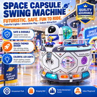 Machine à balançoire pour enfants à monnayeur, équipement de jeu intérieur en forme de capsule spatiale avec construction en plastique et métal