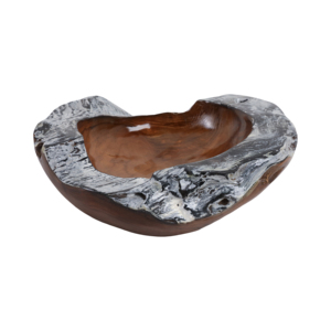 Ciotola decorativa in legno di teak con bordi bruciati per centrotavola da caffè, decorazione per la casa, accessorio per il piano della cucina - Product Image 1