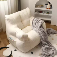 Canapé individuel moderne de luxe en bouclette avec oreilles d'ours, fauteuil lounge en tissu Teddy, chaise longue rembourrée douce pour chambre d'enfant