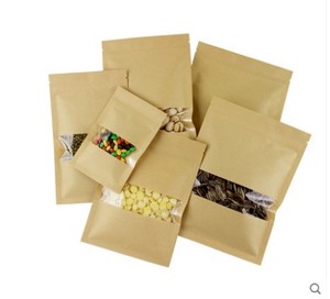 Sacs en papier kraft brun refermables avec fermeture éclair et fenêtre, sacs d'emballage en papier avec fermeture éclair, 18x30cm, pack promotionnel - Product Image 3