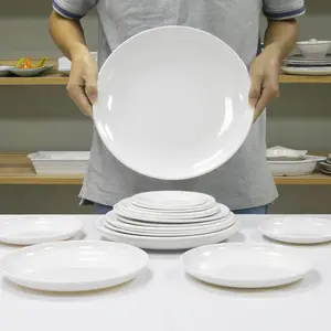 Wholesale Cheap Home Restaurant 7/8/9/10/11/12/14 Inch White Round Melamine Kitchen Dishes Dinner Plates