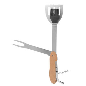 ชุดเครื่องมือบาร์บีคิวอเนกประสงค์ สแตนเลสสตีล ตะเกียบ ตะหลิว แปรงด้ามไม้ สำหรับทำอาหารกลางแจ้ง 5 in 1 มัลติฟังก์ชั่น - Product Image 4