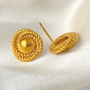Boucles d'oreilles clous épaisses pour femme, cadeau de fête, laiton plaqué or 18 carats, zircon, tendance et mode - Product Image 4