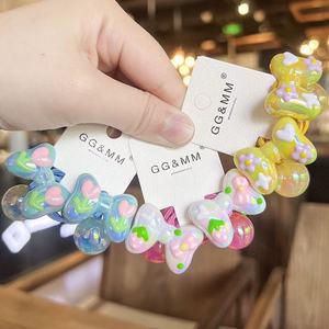 Nuevo diseño 2 uds/set elegantes Aldabas bandas de goma para el cabello bebé hecho a mano Graffiti flor lazos cuentas niños lazos para el cabello accesorios para el cabello - Product Image 2