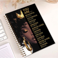 Cahier à spirale inspirant pour femme afro-américaine avec écritures de motivation affirmations dorées