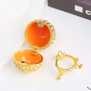 Scatola Portaoggetti Decorativa a Forma di Uovo in Metallo Smaltato con Strass, Artigianato per Regali e Decorazioni Casa, Vari Colori, Uovo Cavo - Product Image 3