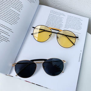 Lunettes de soleil Qianai à monture ronde, champagne, bleu océan, monture dorée, verres en polycarbonate, protection UV 100%, unisexe, protection solaire, pêche, voyage - Product Image 3