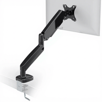 Support de moniteur ergonomique en aluminium et acier avec ressort à gaz, fixation par pince de bureau, robuste, entièrement réglable pour ordinateur