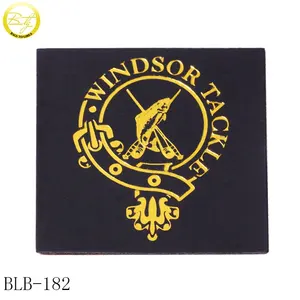 Fashion hot stamping leather patch gold logos jeans clothing sewing leather name tags for men coat