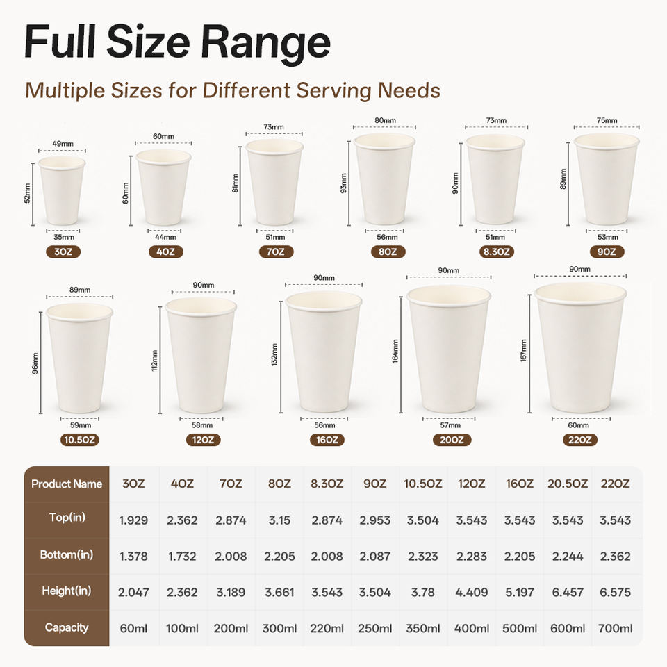 Vending Single Paper Cup Custom Printed 8oz With Lids Plastic Free for ...