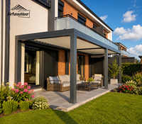 Pergola motorisée Airfun Outdoor, résistante aux intempéries, en aluminium avec revêtement poudré, toit à lames orientables, imperméable, pavillon de patio avec éclairage LED