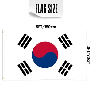 3x5ft Zuid-Korea Vlag Banner Polyester Stof Met 3-laags Dubbelzijdig En Twee Messing Grommets Muur Overhandigen Outdoor Decor