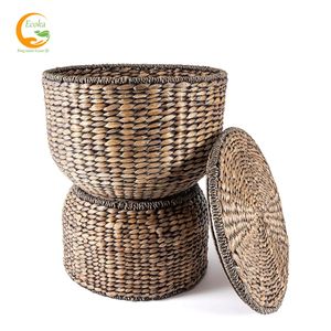 Paniers de rangement durables en rotin de jacinthe d'eau, couleur et taille personnalisées, style antique minimaliste, du Vietnam - Product Image 3