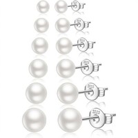Boucles d'oreilles clous en argent plaqué or blanc 18 carats avec fausses perles incrustées, pour femme, idéales pour le bureau, de luxe, inspirées des créateurs, pour fêtes et mariages