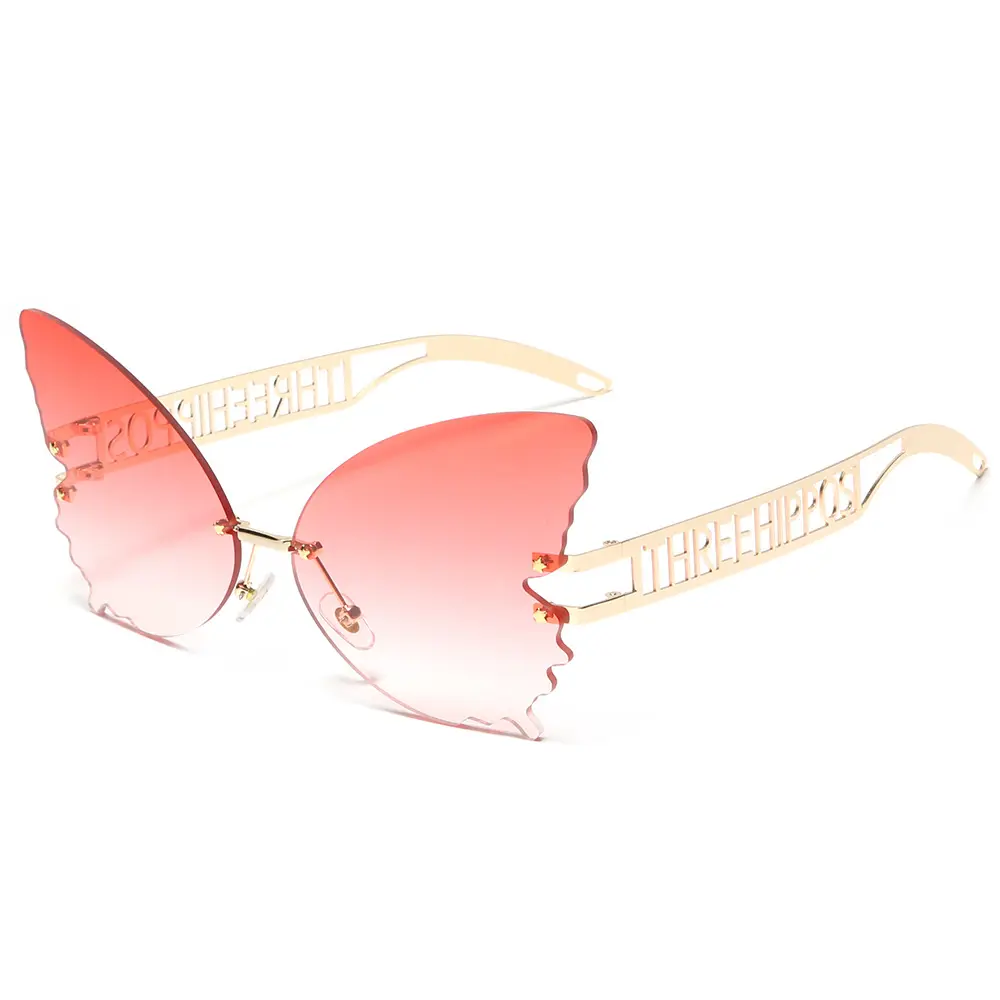 2024 Rimless Butterfly Frame Party Funny Club Master Sun Glasses High Quality Metal Luxury Fashion sunglasses for men women