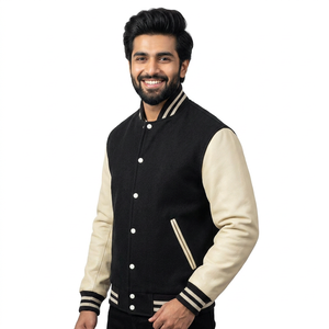 Chaquetas universitarias ligeras de diseño personalizado para hombre Chaqueta de béisbol universitaria de lona de fabricación profesional para hombre - Product Image 1