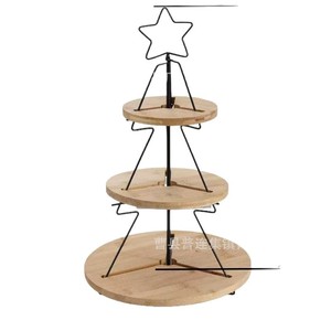 Christmas <b>Tree</b> Shaped 3 Tier Cake <b>Stand</b> Wooden Dessert Tray For Holiday Party Display - Product Image 5