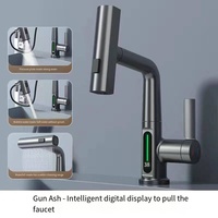 Robinet intelligent à affichage numérique sur l'eau pluie à jet vertical lavabo de douche robinet de cuisine 360 degrés