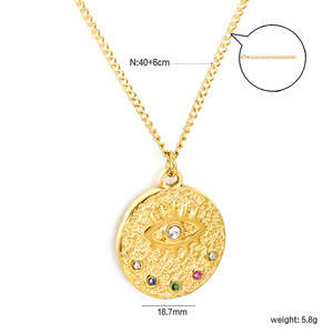 Collier pendentif œil porte-bonheur en or avec diamants, bijoux de mode en acier inoxydable, cadeau - Product Image 3