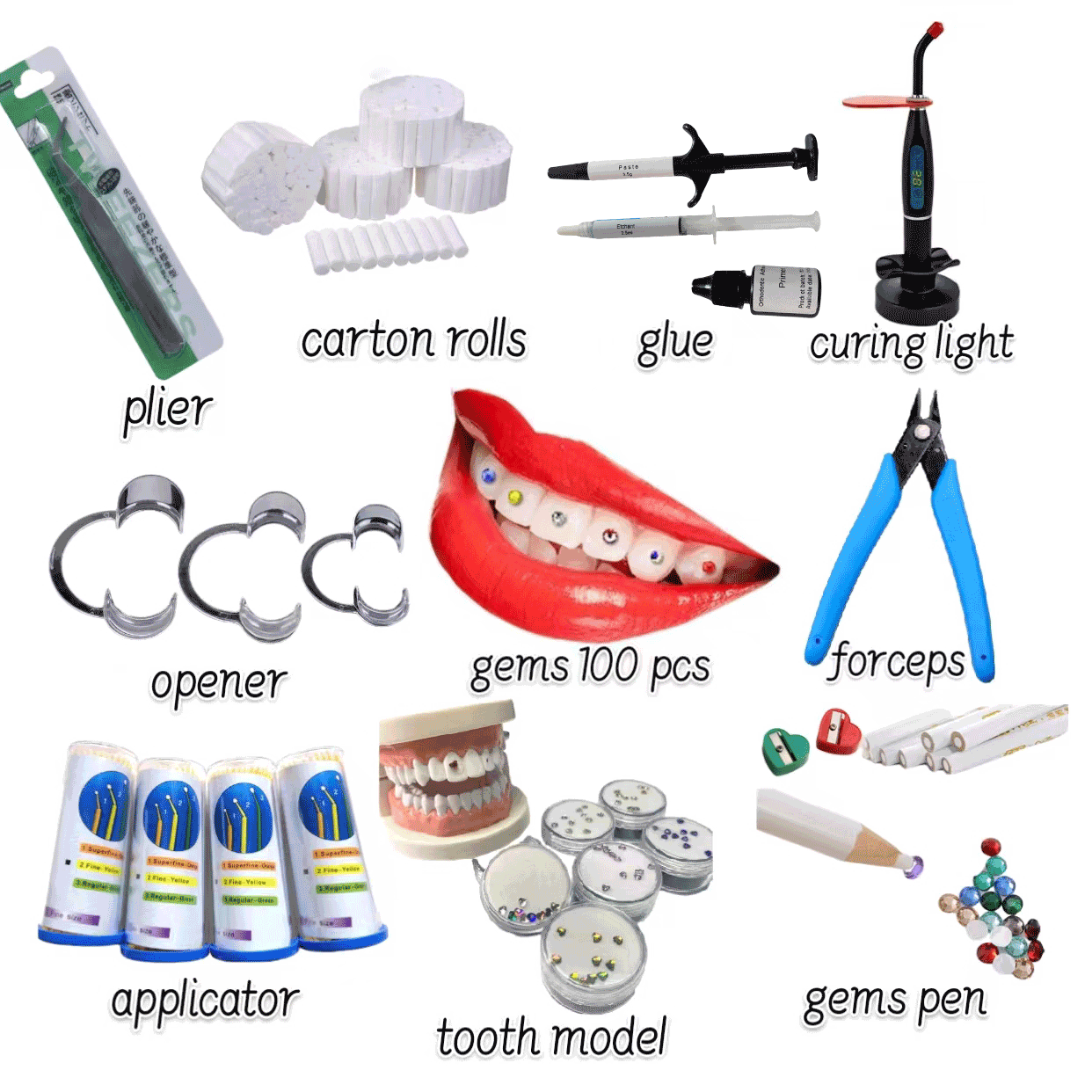 Tooth Gem Kit  used Cure resin