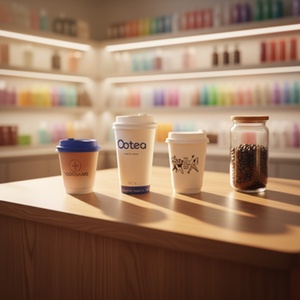 แก้วกาแฟกระดาษคราฟท์ PE คุณภาพสูงจากจีน ย่อยสลายได้ ผนังสองชั้น ลายริ้วคู่ เป็นมิตรกับสิ่งแวดล้อม ผลิตตามสั่ง ยอดขายดีที่สุดของ Sunshine - Product Image 1
