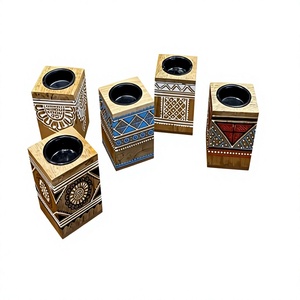 Ensemble de 5 brûleurs à bakhoor en bois, design tendance, peinture à la main, brûleur à encens oud pour la décoration de la maison et des hôtels - Product Image 1
