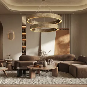 Латунная круглая подвесная люстра в нордическом стиле для гостиной, гостиницы, роскошная современная светодиодная люстра на цепочке под заказ